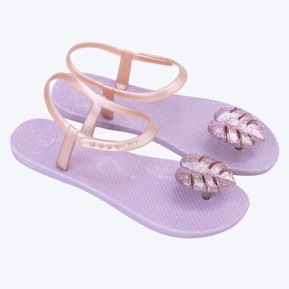 ZHOELALA — Sandals Comfort "TROPICAL LEAVES" • Violet Orchid - Picture 2 of 8
